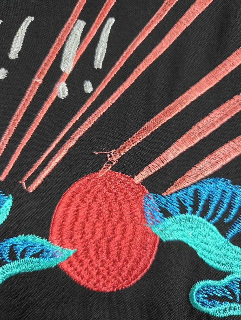 Topshop Embroidered Kimono Jacket Black Asian Graphic Back Print Size US 6 Boho - Picture 14 of 16